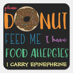 Gepersonaliseerde donut voer me Kinder voedsel all Vierkante Sticker