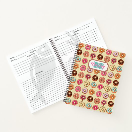 Gepersonaliseerde Doughnut Pattern Recept Notitieb Notitieboek (Binnen)