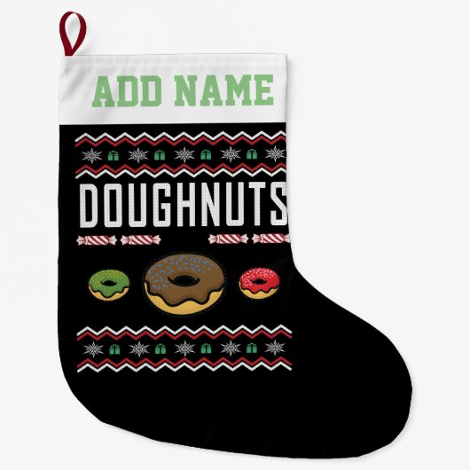 Gepersonaliseerde Doughnuts Ugly KerstSweater Grote Kerstsok (Voorkant)