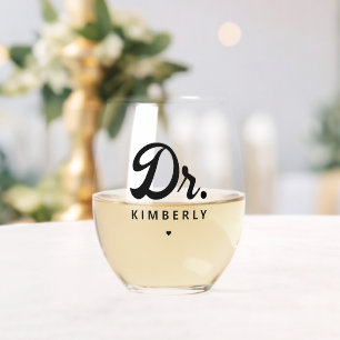 Gepersonaliseerde Dr Bold Typografie Doctor Afstud Wijnglas Zonder Voet