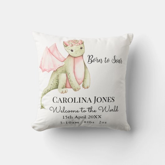 Gepersonaliseerde Dragon Baby Keepsake Kussen (Voorkant)