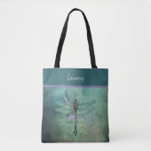 Gepersonaliseerde  Dragonfly met bloemen Tas B (Voorkant)