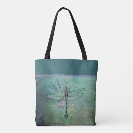 Gepersonaliseerde  Dragonfly met bloemen Tas B (Achterkant)