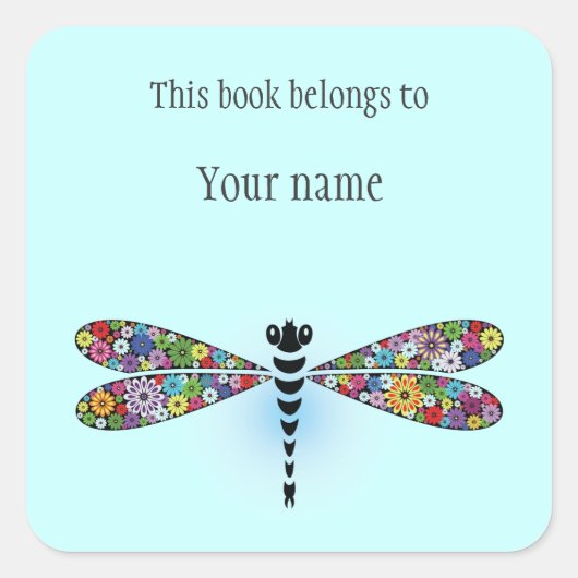 Gepersonaliseerde Dragonfly Sticker Bookplaat (Voorkant)