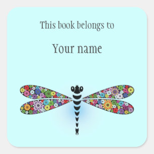 Gepersonaliseerde Dragonfly Sticker Bookplaat