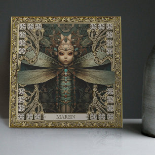 Gepersonaliseerde Dragonfly Tribal Jewel Earth Ton Tegeltje