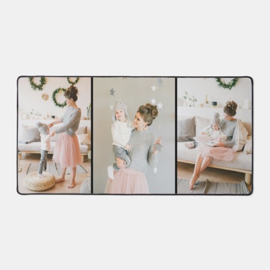 Gepersonaliseerde drie foto desk mat (Voorkant)