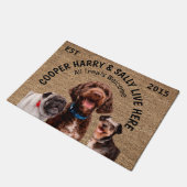 Gepersonaliseerde drie honden deurmat (Schuin)