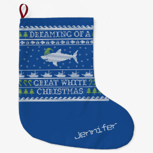 Gepersonaliseerde dromen van Great White Shark Blu Grote Kerstsok