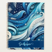 Gepersonaliseerde Dromerige Blauwe en Frosty Winte Planner (Voorkant)