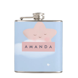 Gepersonaliseerde Dromerige Pastel Star en Cloud P Heupfles