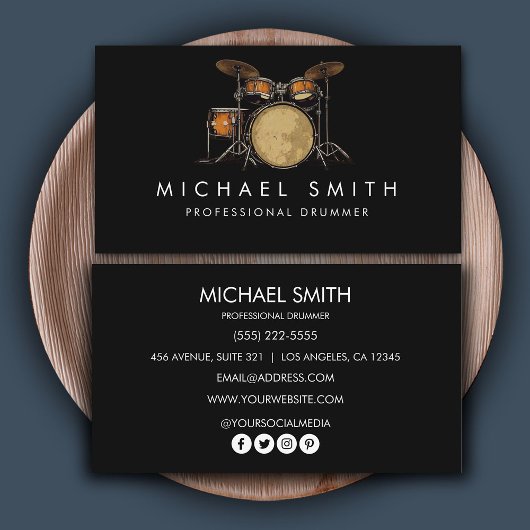 Gepersonaliseerde Drum Set Muziek Drummer Visitekaartje