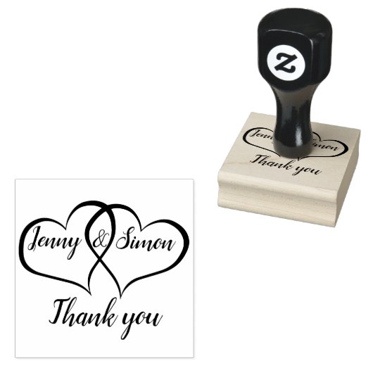 Gepersonaliseerde dubbele hart aangepaste bruiloft 	rubberstempel (Gestempeld)