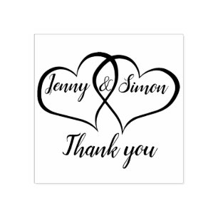 Gepersonaliseerde dubbele hart aangepaste bruiloft 	rubberstempel