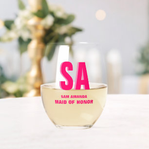 Gepersonaliseerde dubbele schaduw monogram Maid of Wijnglas Zonder Voet