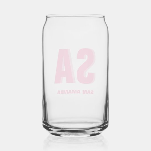 Gepersonaliseerde dubbele schaduw monogram naam blikvorm glas (Achterkant)