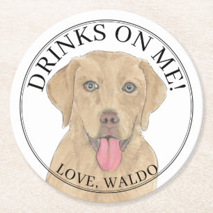 Gepersonaliseerde Dudley Labrador bruiloft Ronde Kartonnen Onderzetter