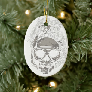 Gepersonaliseerde duik Utila Honduras Skull Scuba  Keramisch Ornament