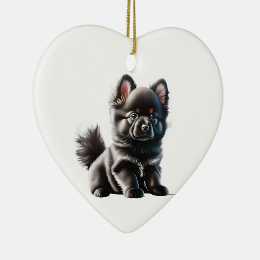 Gepersonaliseerde Duitse Spitz Puppy Keramisch Ornament (Rechts)