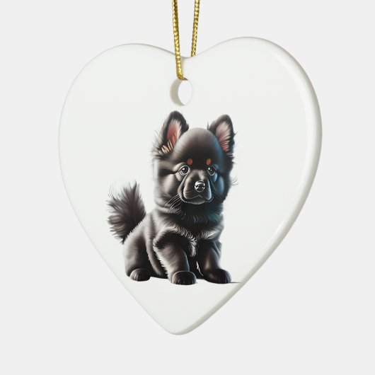 Gepersonaliseerde Duitse Spitz Puppy Keramisch Ornament (Links)