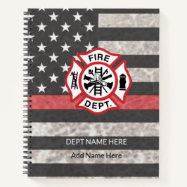 Gepersonaliseerde dunne rode lijn brandweerman notitieboek