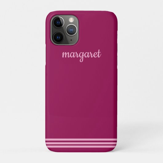 Gepersonaliseerde Dusky Maroon w / Roze Strepen Case-Mate iPhone Case (Achterkant)