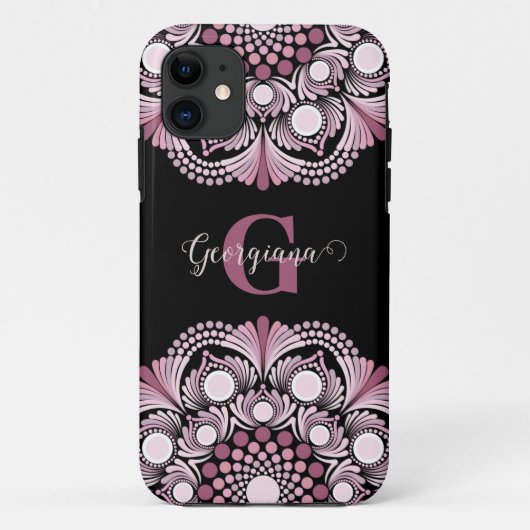 Gepersonaliseerde Dusky Roos Boho Floral Dot Manda Case-Mate iPhone Case (Achterkant)