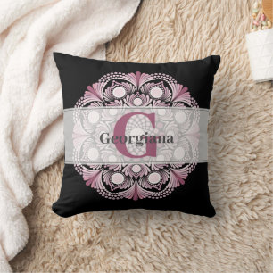 Gepersonaliseerde Dusky Roos Boho Floral Dot Manda Kussen