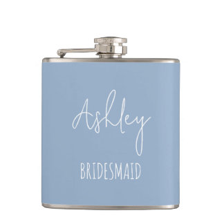 Gepersonaliseerde Dusty Blue Bridal Party Gift Wom Heupfles