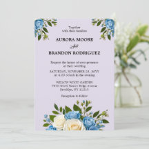 Gepersonaliseerde Dusty Blue en Ivory Floral Weddi