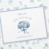 Gepersonaliseerde Dusty Blue Hydrangea Bow Bloemen Kaart