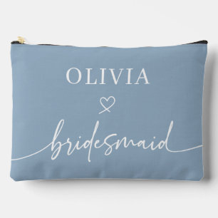 Gepersonaliseerde Dusty Blue Scripted bruidsmeisje Etui