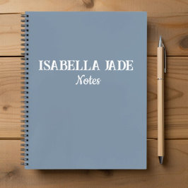 Gepersonaliseerde Dusty Blue Wide Ruled Spiral Notitieboek