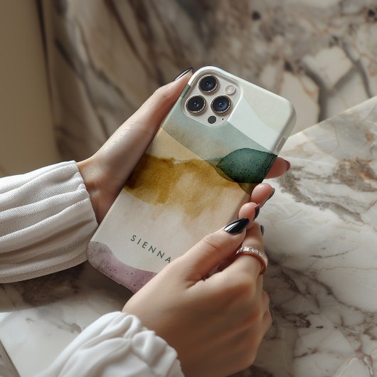 Gepersonaliseerde Earth Tone Abstracte Waterverf Case-Mate iPhone Case