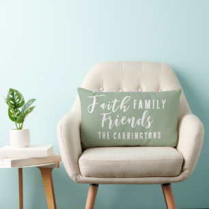 Gepersonaliseerde Earth Tone Sage Geloof Familie V Kussen