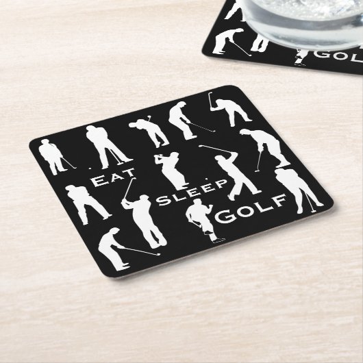 Gepersonaliseerde Eat Sleep Golf Cave Lodge Onderz Vierkante Kartonnen Onderzetter (Schuin)