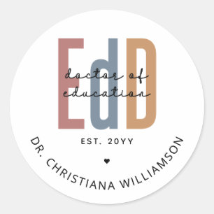 Gepersonaliseerde EdD Doctor of Education Afstuder Ronde Sticker