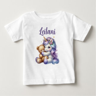 Gepersonaliseerde Eenhoorn en Teddy Bear Baby T-sh