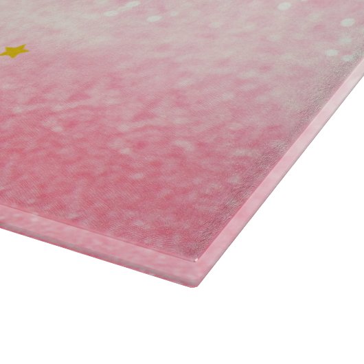 Gepersonaliseerde eenhoorn ombre glitter glas snij snijplank (Hoek)
