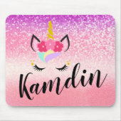 Gepersonaliseerde Eenhoorn Ombre Glitter Muismat (Voorkant)