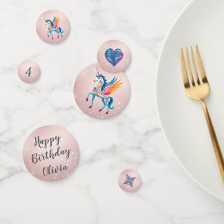 Gepersonaliseerde eenhoorn verjaardagsfeestje confetti