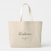 Gepersonaliseerde eenvoudige bruidsmeisje Canvas t Grote Tote Bag (Achterkant)