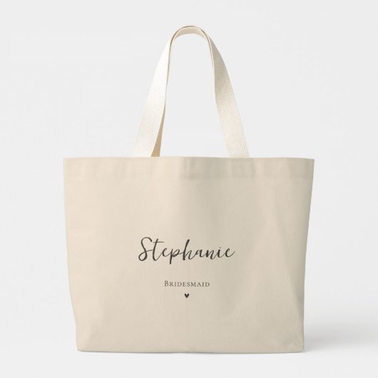 Gepersonaliseerde eenvoudige bruidsmeisje Canvas t Grote Tote Bag (Achterkant)