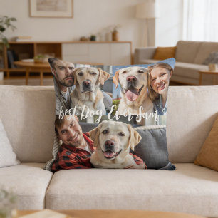 Gepersonaliseerde eenvoudige hond Fotocollage aand Kussen