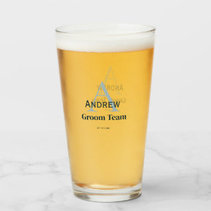 Gepersonaliseerde Eenvoudige Monogram Bruidegom Te Glas