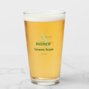 Gepersonaliseerde Eenvoudige Monogram Bruidegom Te Glas