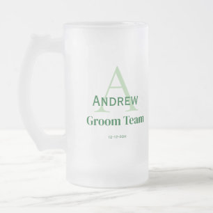 Gepersonaliseerde Eenvoudige Monogram Bruidegom Te Matglas Bierpul