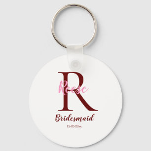 gepersonaliseerde eenvoudige monogram bruidsmeisje sleutelhanger