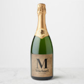 Gepersonaliseerde Eenvoudige Monogrammen Sparkling Wijnetiket (Voorkant)
