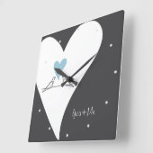 Gepersonaliseerde Eenvoudige Tortelduifjes Lichtbl Vierkante Klok (Hoek)